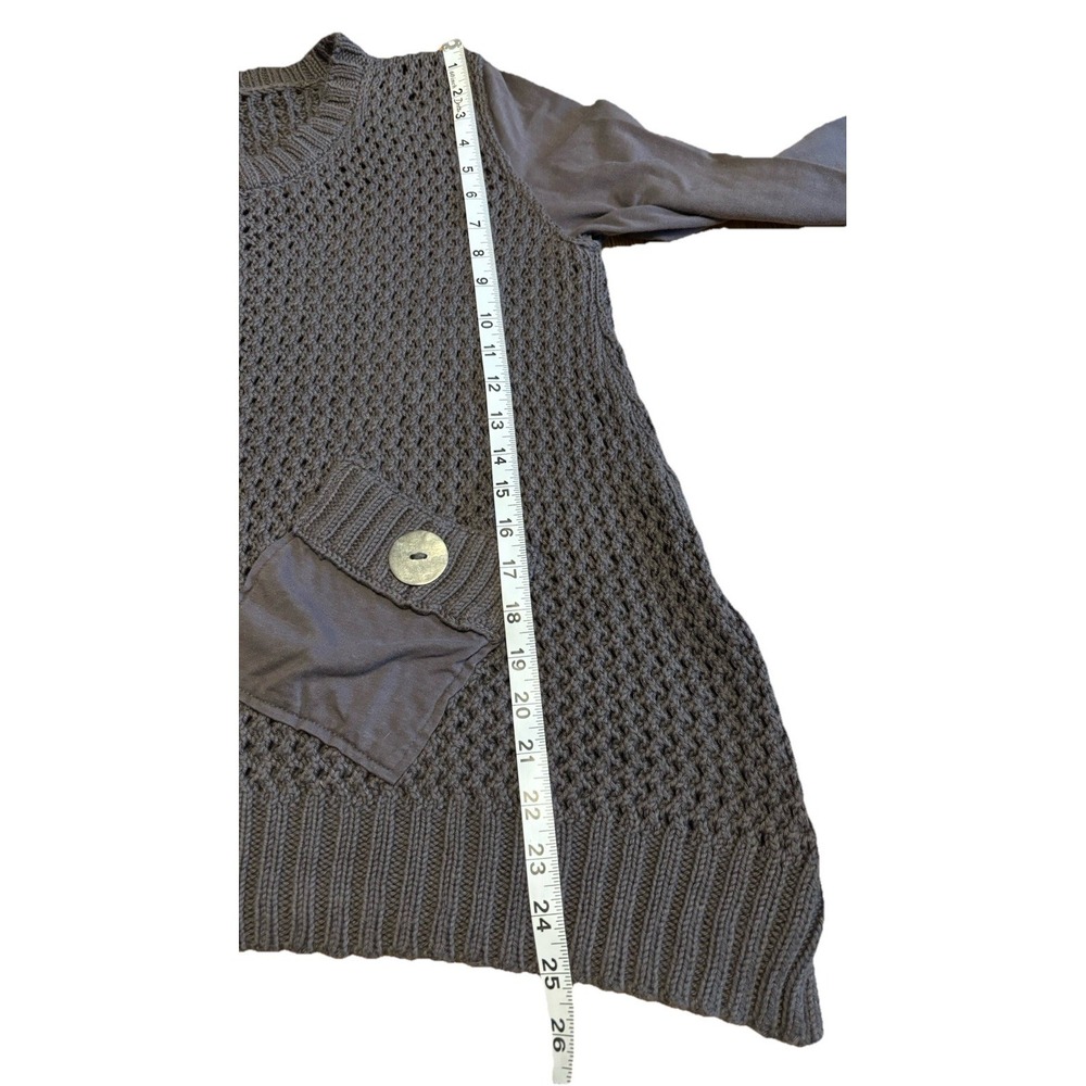 Pure Handknit Women's Oversized Grey Mixed Media Chunky Knit Pocket Sweater XS - Picture 10 of 13